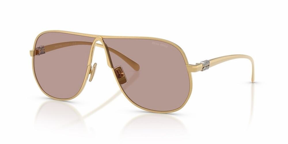MIU MIU MU A56S 5AK20I Gold Light Purple Brown Aviator Sunglasses AUTHENTIC
